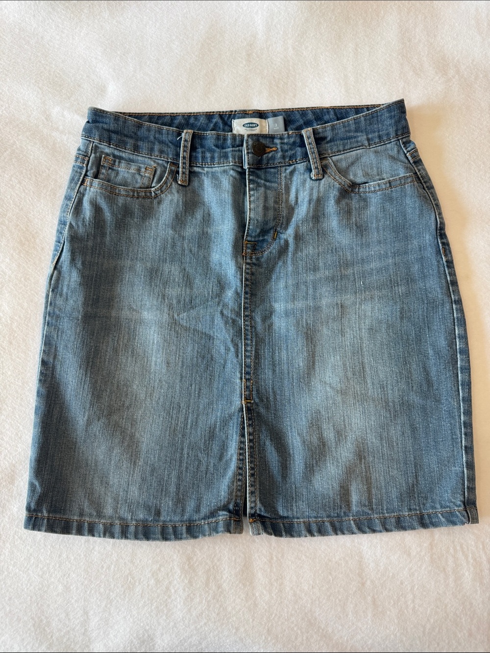 Old Navy Womens Blue Jean Denim Pencil Skirt Mid Wash‎ Size 2 Petite